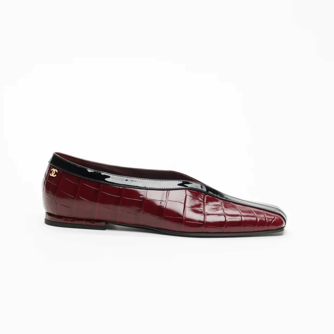 Chanel Ballet Flats Burgundy/ Black --U9719