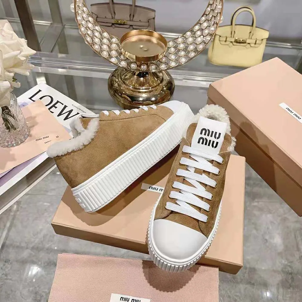 Miu Miu Suede Sneakers EVA Sole with Logo for Women