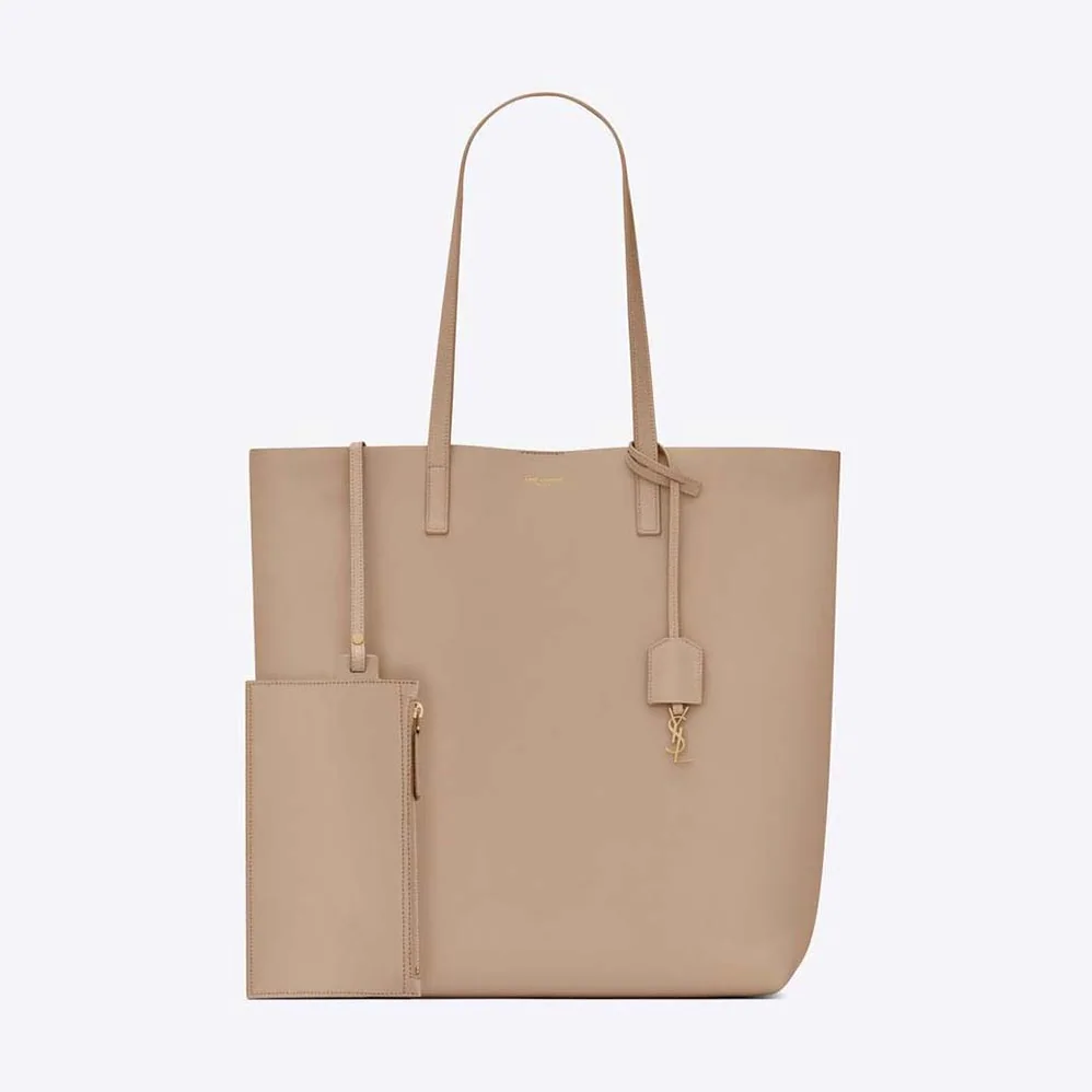 Saint Laurent YSL Shopping Saint Laurent N/S in Supple Leather for Women in Sandy