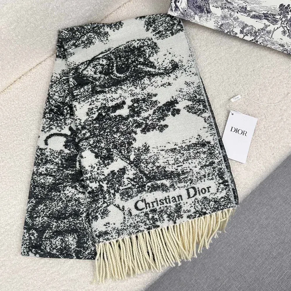 Dior Toile de Jouy Sauvage Scarf Navy Blue Cashmere and Wool for Unisex Dior Toile de Jouy Sauvage Scarf Navy Blue Cashmere and Wool for Unisex