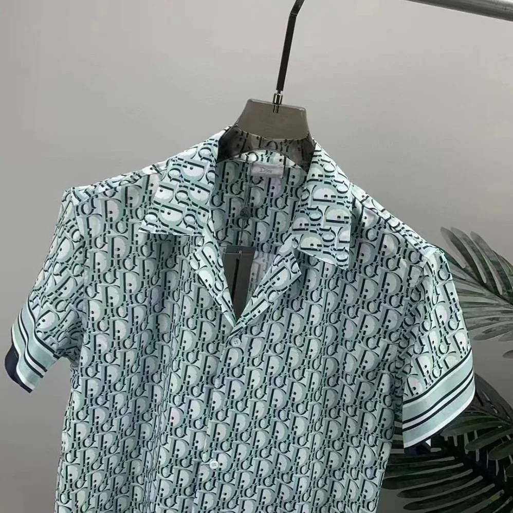 Dior Chez Moi Short-Sleeved Shirt White Dior Oblique Silk Twill for Men