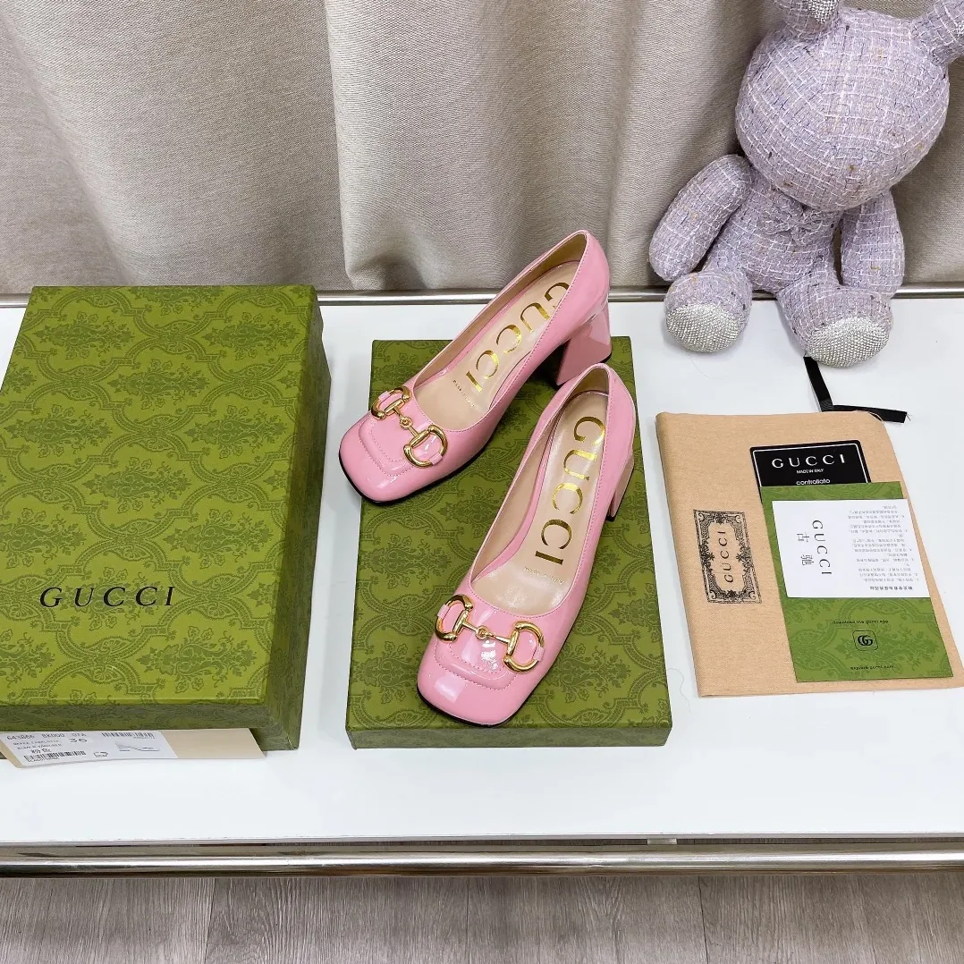 Gucci Mid-Heel Slingback With Horsebit Light Pink GG for Women Gucci Mid-Heel Slingback With Horsebit Light Pink GG for Women