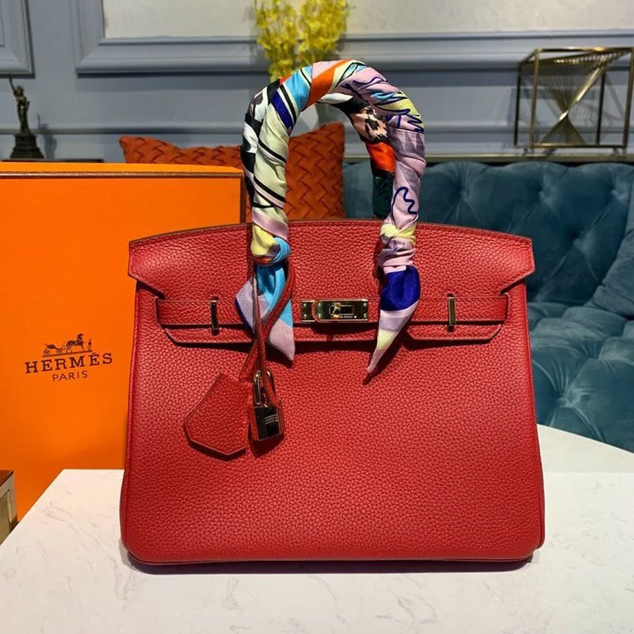 Hermes Birkin Red Semi Handstitched With Gold Toned Hardware / Hermes Birkin Red Semi Handstitched With Gold Toned Hardware /