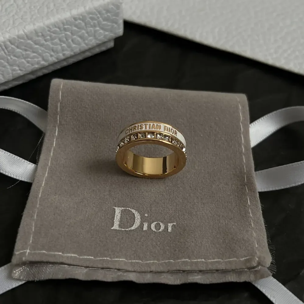 Dior Night Code Ring Gold-Finish Metal White Crystals and White Lacquer for Women Dior Night Code Ring Gold-Finish Metal White Crystals and White Lacquer for Women