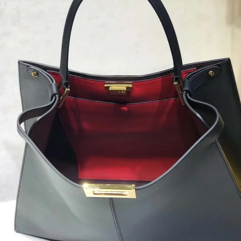 Fendi Peekaboo X-Lite in Leather Bag for Women in Black Fendi Peekaboo X-Lite in Leather Bag for Women in Black