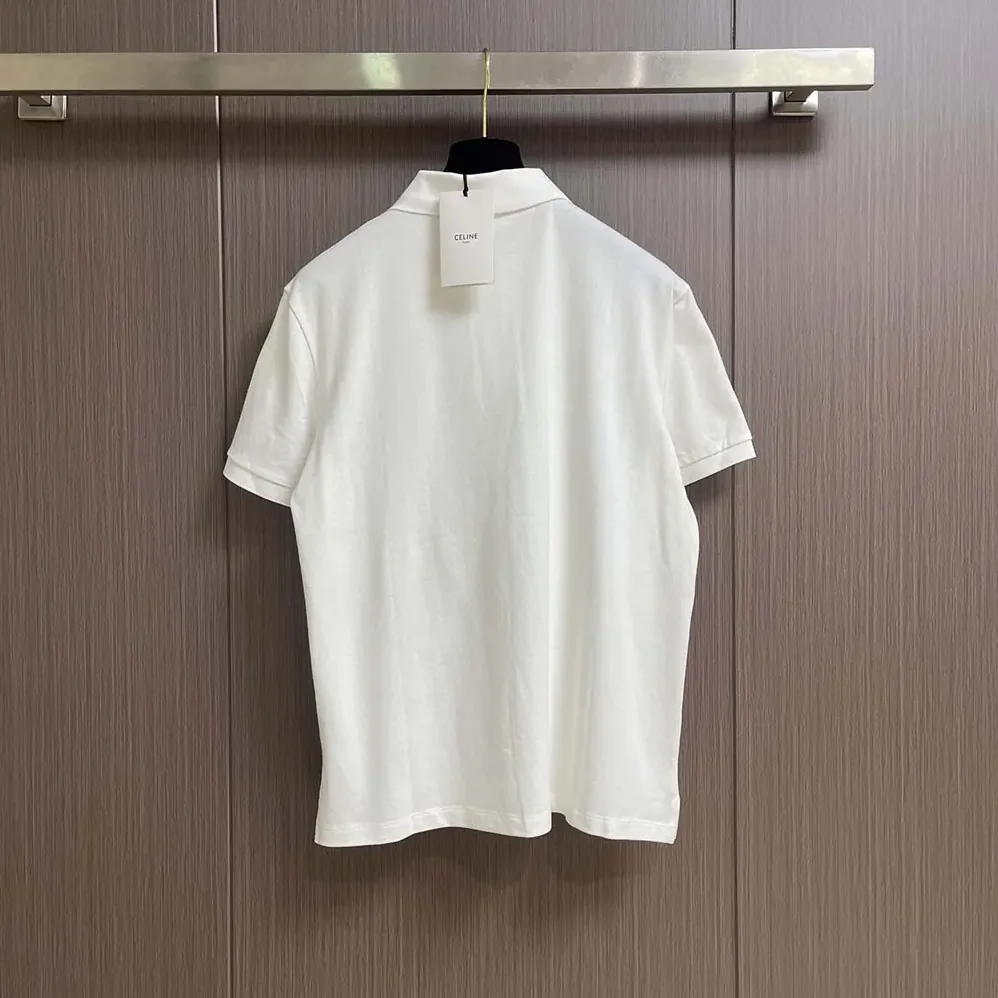 Celine Polo Shirt in Pique Cotton Jersey for Men in White