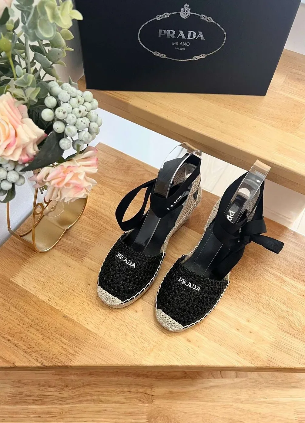 Linen Espadrille Wedge Sandals Black Linen Espadrille Wedge Sandals Black