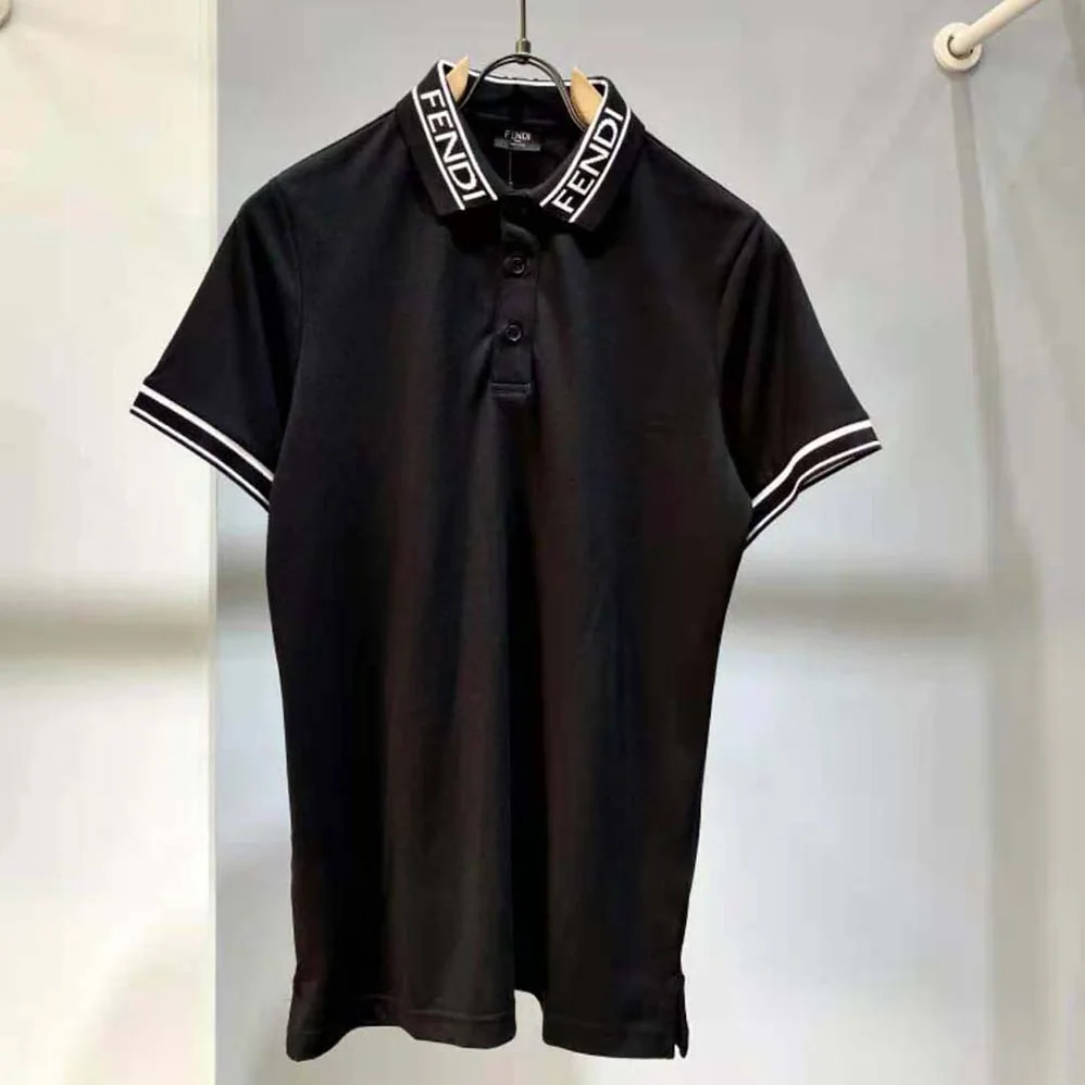 Fendi Polo Shirt Black Pique Sweater for Men Fendi Polo Shirt Black Pique Sweater for Men