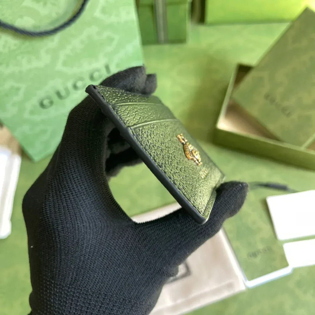 Gucci Animalier Card Case Black with Metal Bee / GG