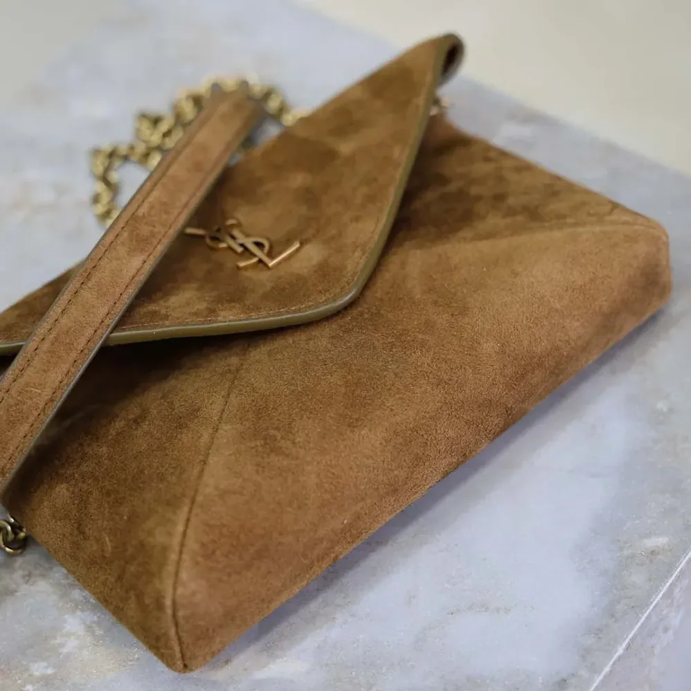 Saint Laurent YSL Cassandre Small Chain Pouch In Suede 19cm for Women Saint Laurent YSL Cassandre Small Chain Pouch In Suede 19cm for Women