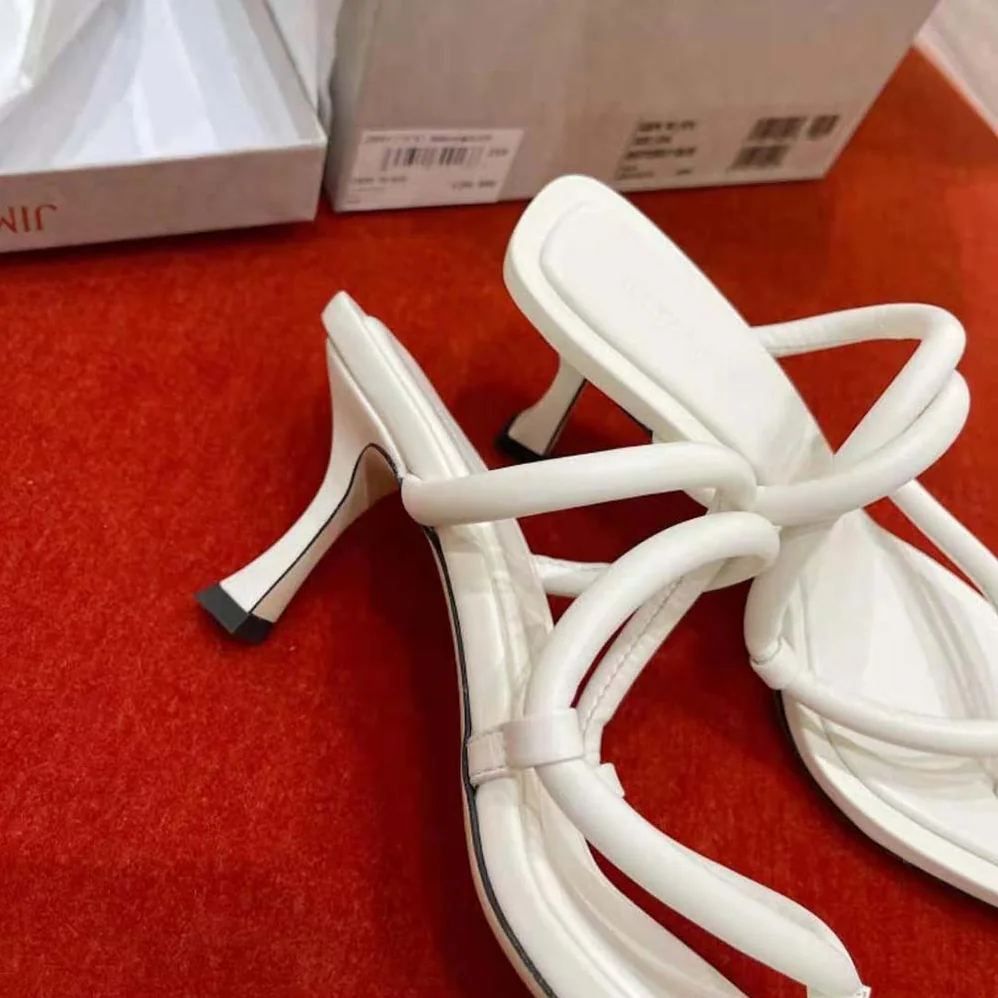Jimmy Choo Cape 70 White Nappa Leather Thong Mules for Women Jimmy Choo Cape 70 White Nappa Leather Thong Mules for Women