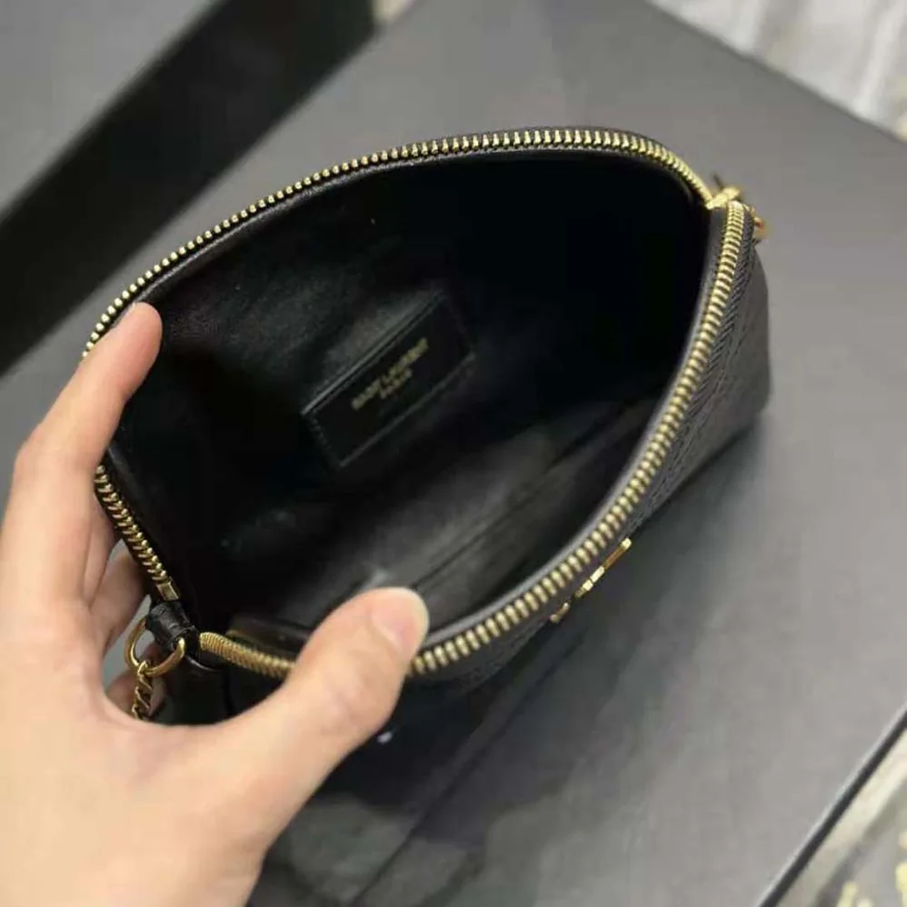 Saint Laurent YSL Gaby Zipped Pouch in Quilted Lambskin for Women in Black Saint Laurent YSL Gaby Zipped Pouch in Quilted Lambskin for Women in Black