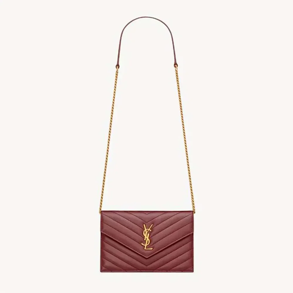 Saint Laurent YSL Cassandre Envelope Chain Wallet in Lambskin for Women