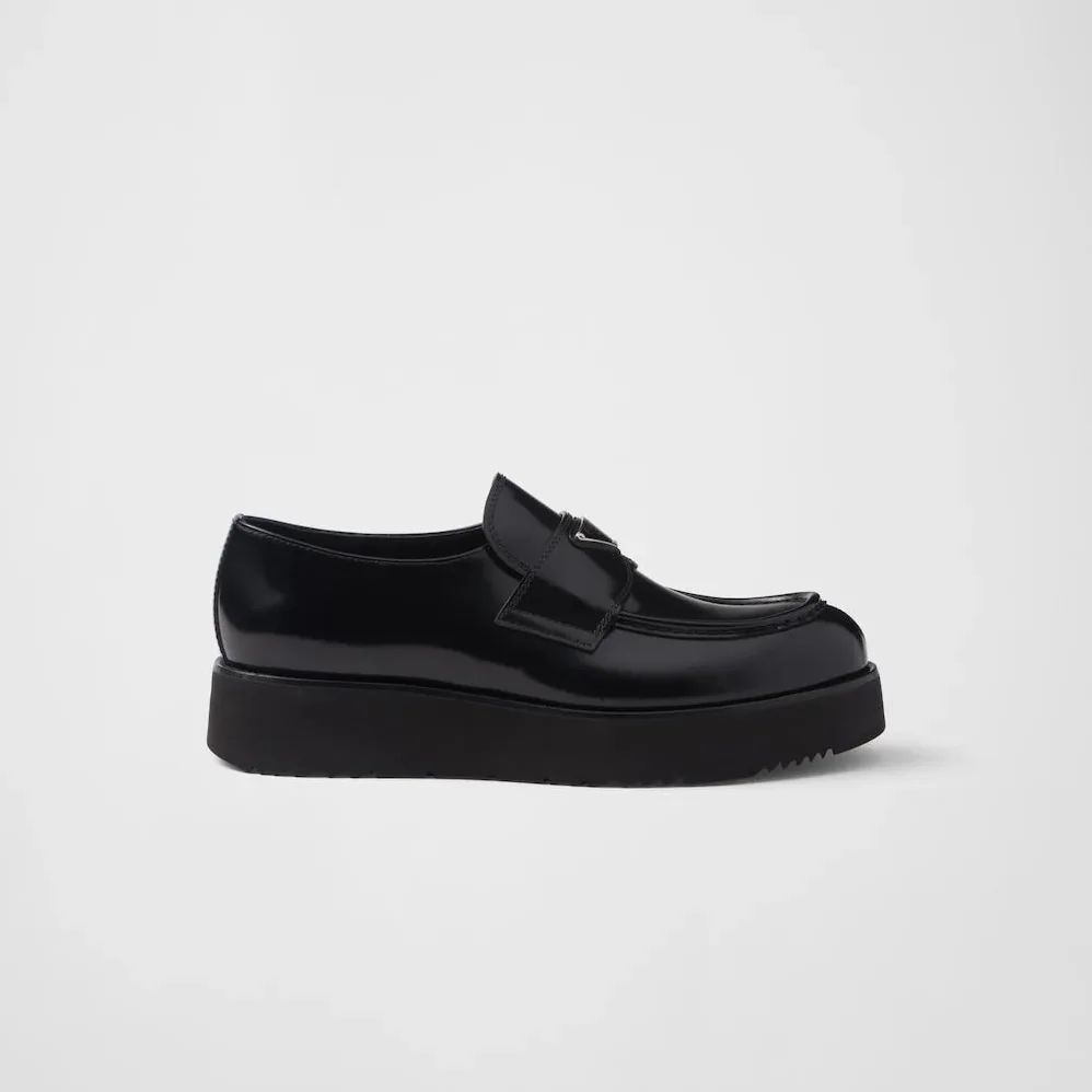 Prada Brushed Leather Loafers Black 2DG147_055_F0002_F_X023 Prada Brushed Leather Loafers Black 2DG147_055_F0002_F_X023