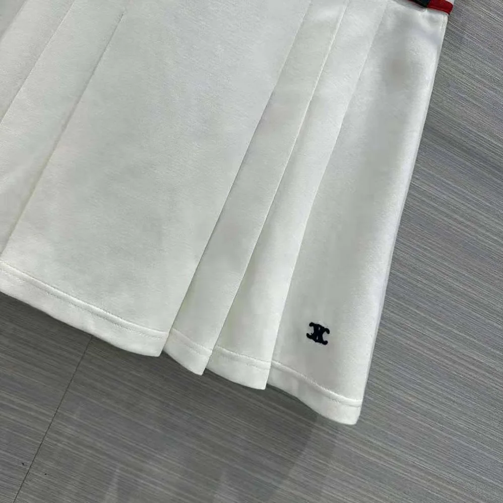 Celine Short Pleated Skirt in Cotton Piqué for Women