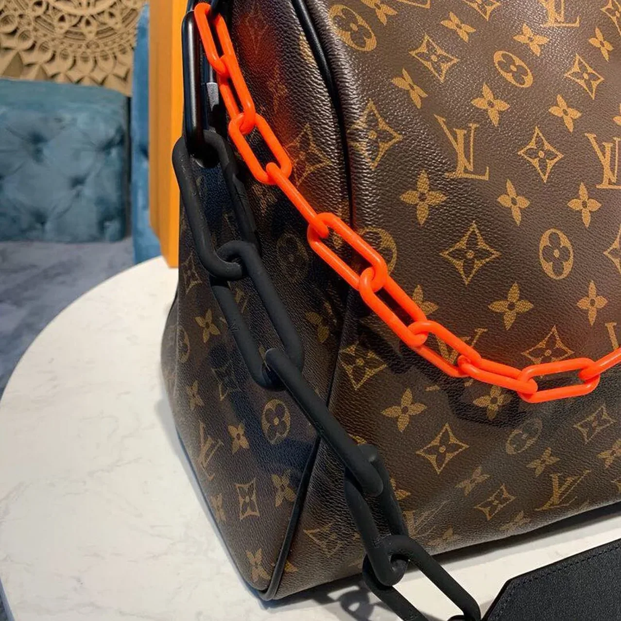 Louis Vuitton Keepall Bandouliere 50 Travel Bag / Black in Orange Monogram Black Hardware Louis Vuitton Keepall Bandouliere 50 Travel Bag / Black in Orange Monogram Black Hardware