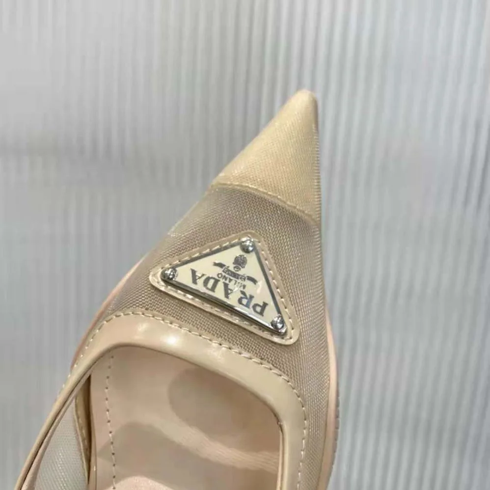 Prada Mesh Fabric Slingback Pumps for Women in Beige