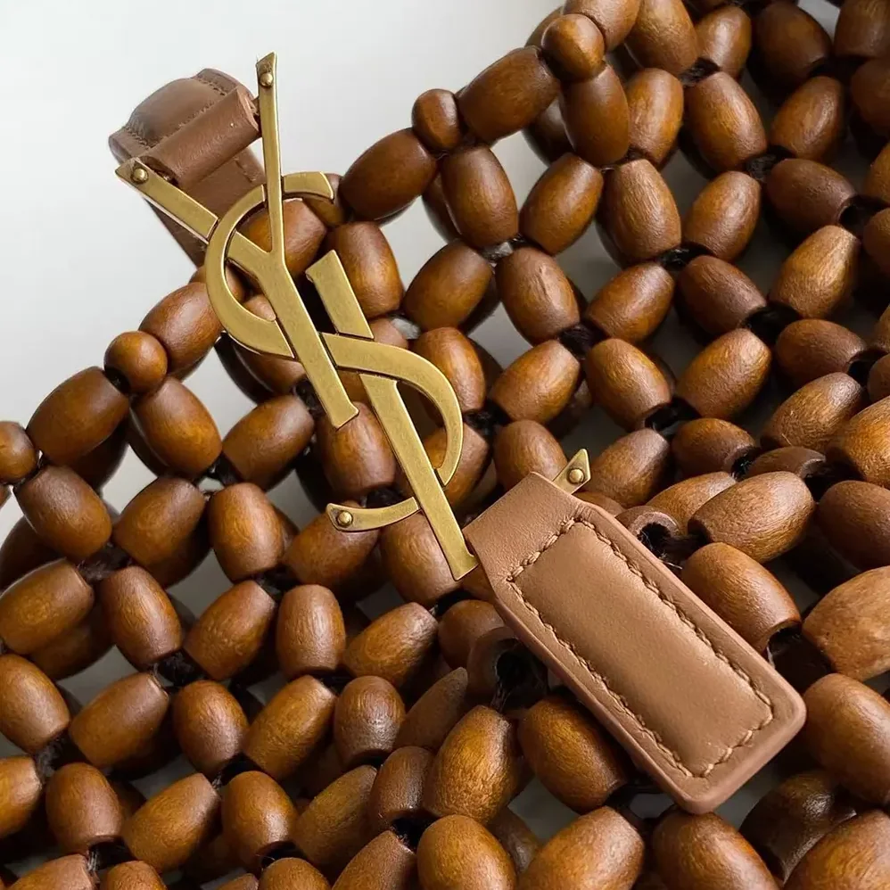 Saint Laurent YSL Le 5 À 7 In Wood Beads for Women in Brown