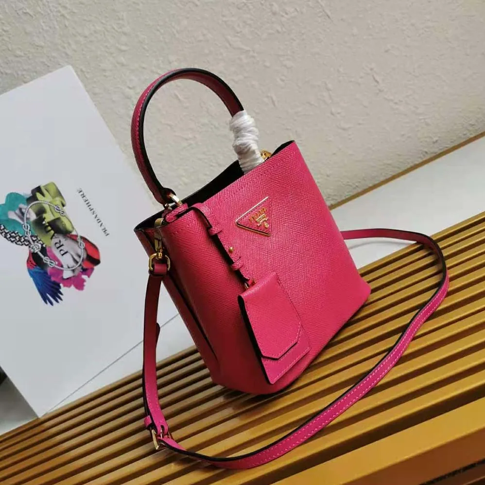 Prada Small Saffiano Leather Prada Panier Bag for Women in Rose Prada Small Saffiano Leather Prada Panier Bag for Women in Rose