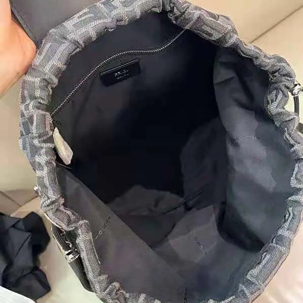 Fendi Strike Large FF Jacquard Fabric Backpack for Men in Gray