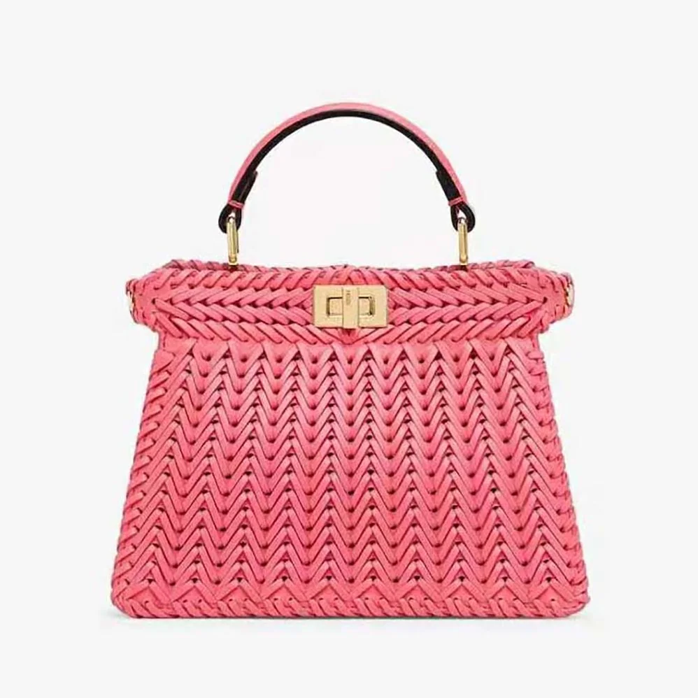 Fendi Peekaboo ISeeU Petite Pink Padded Calfskin Leather Bag for Women