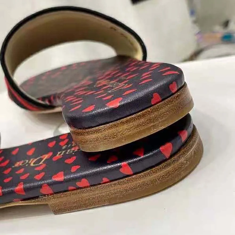 Dior Dway Slide Navy Blue and Red Hearts I Love Paris Embroidered Cotton for Women Dior Dway Slide Navy Blue and Red Hearts I Love Paris Embroidered Cotton for Women
