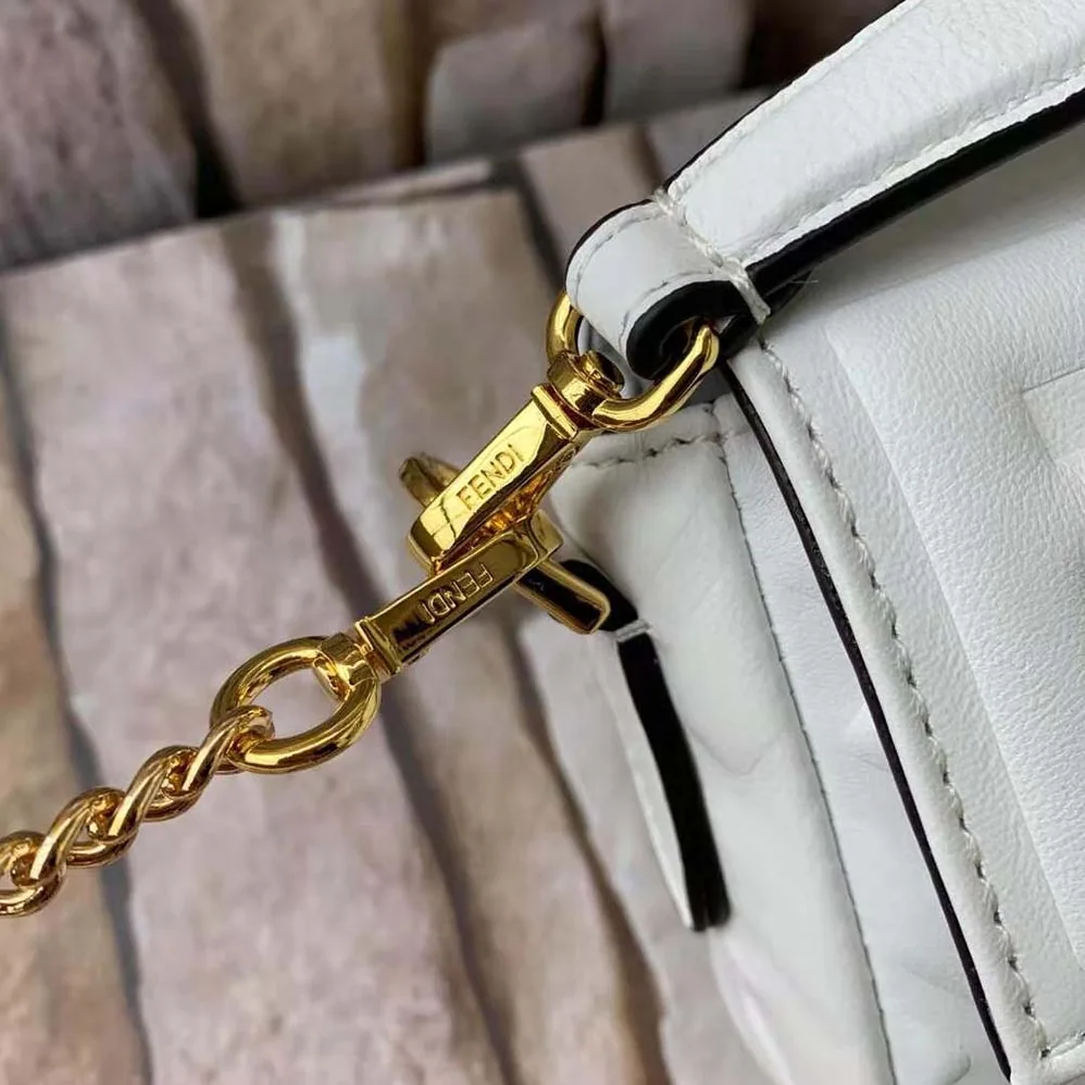Fendi Baguette Soft Nappa Leather Bag for Women in White Fendi Baguette Soft Nappa Leather Bag for Women in White