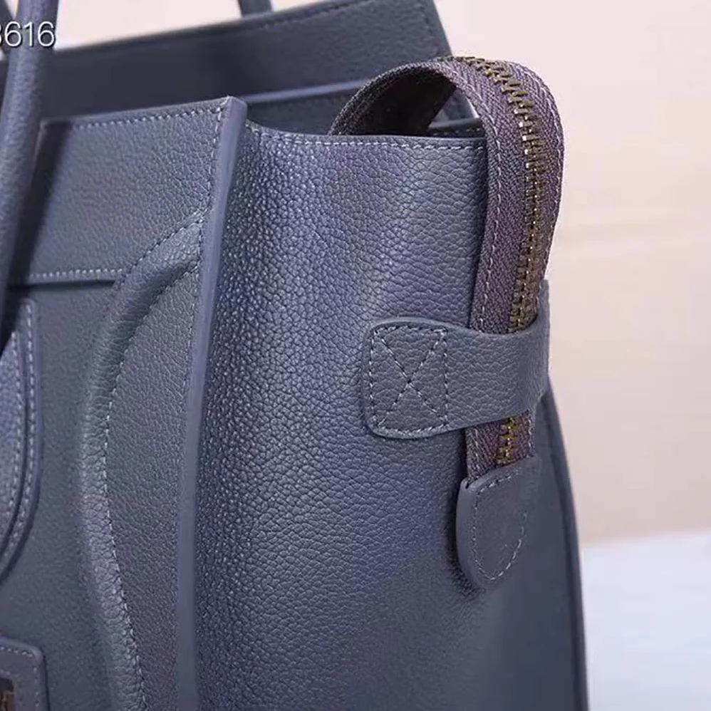Celine Micro Luggage Handbag in Drummed Calfskin for Women in Silver