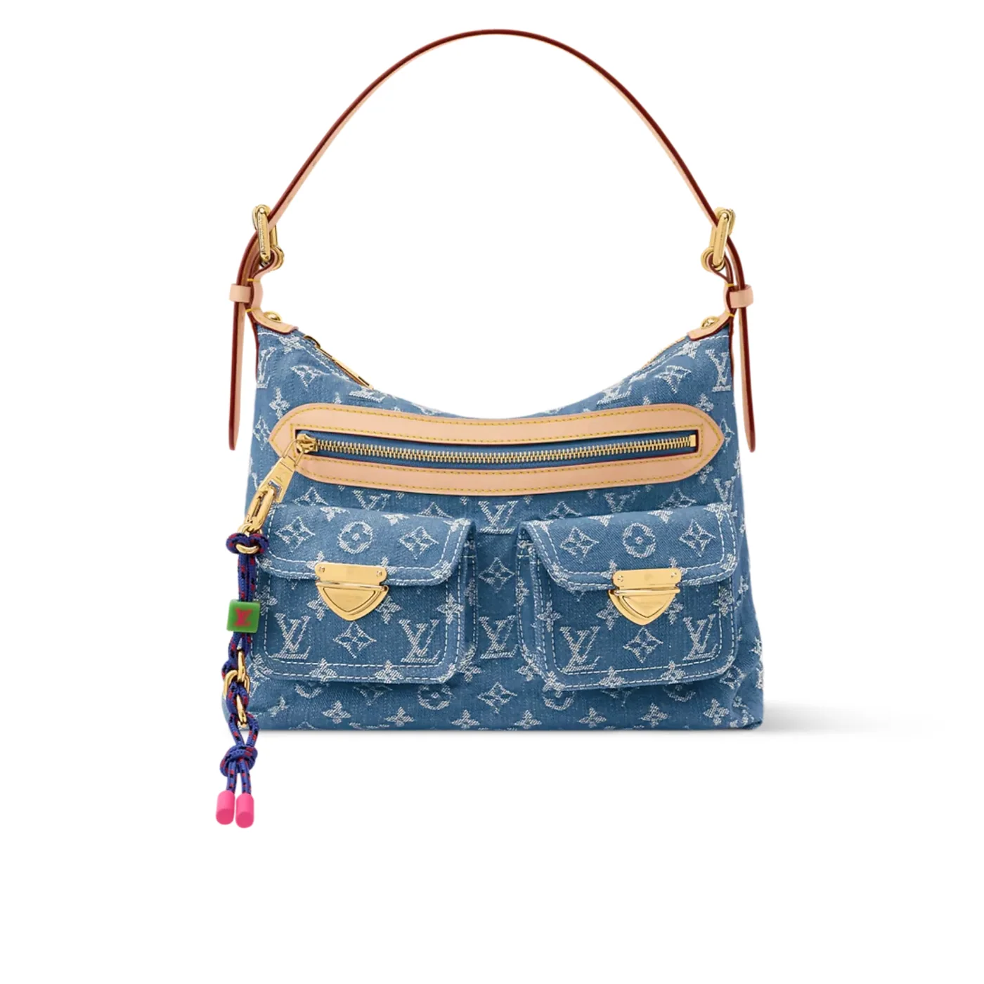 Louis Vuitton Baggy Shouder Bag in Blue Denim Gold Hardware