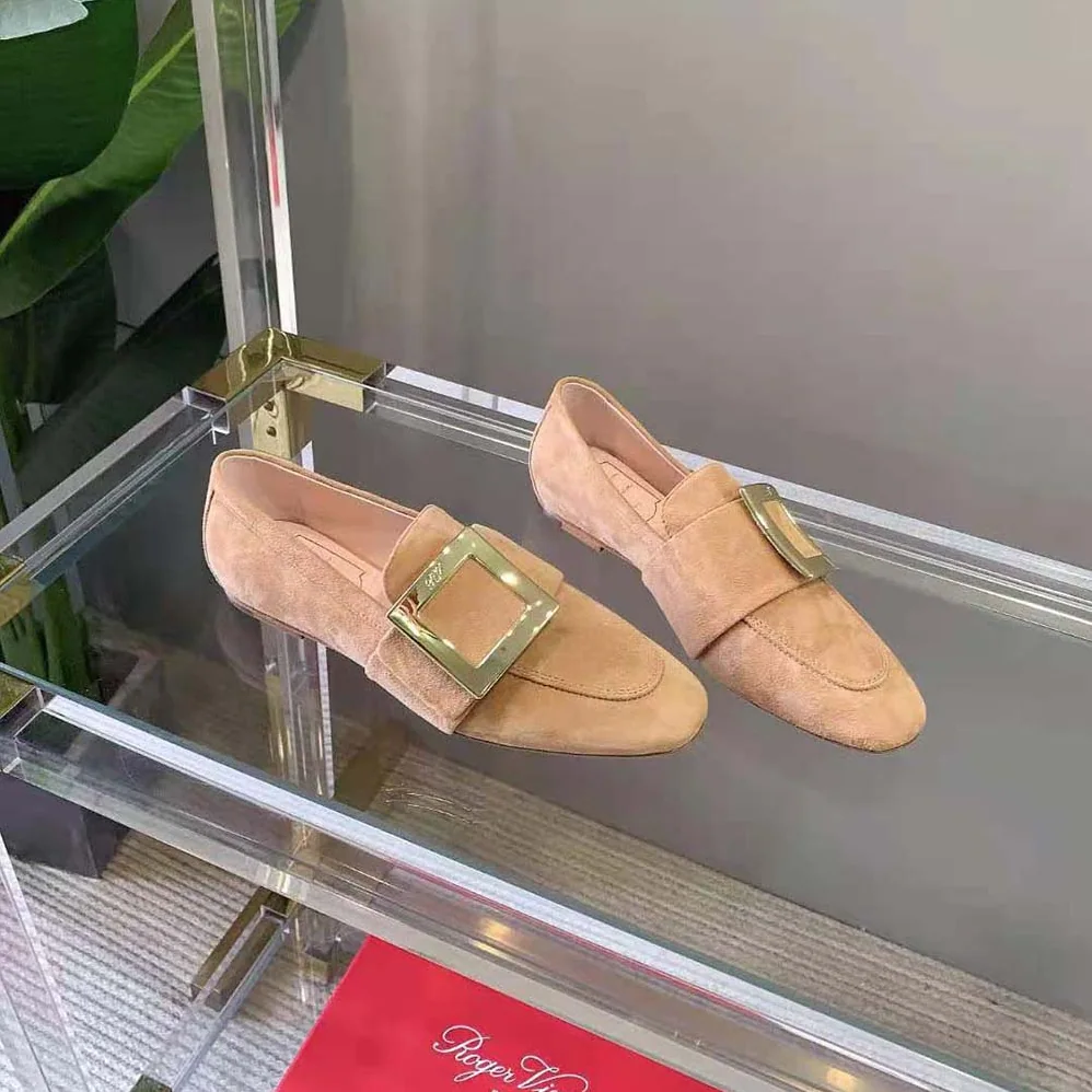 Roger Vivier Soft Metal Buckle Loafers in Suede for Women Roger Vivier Soft Metal Buckle Loafers in Suede for Women