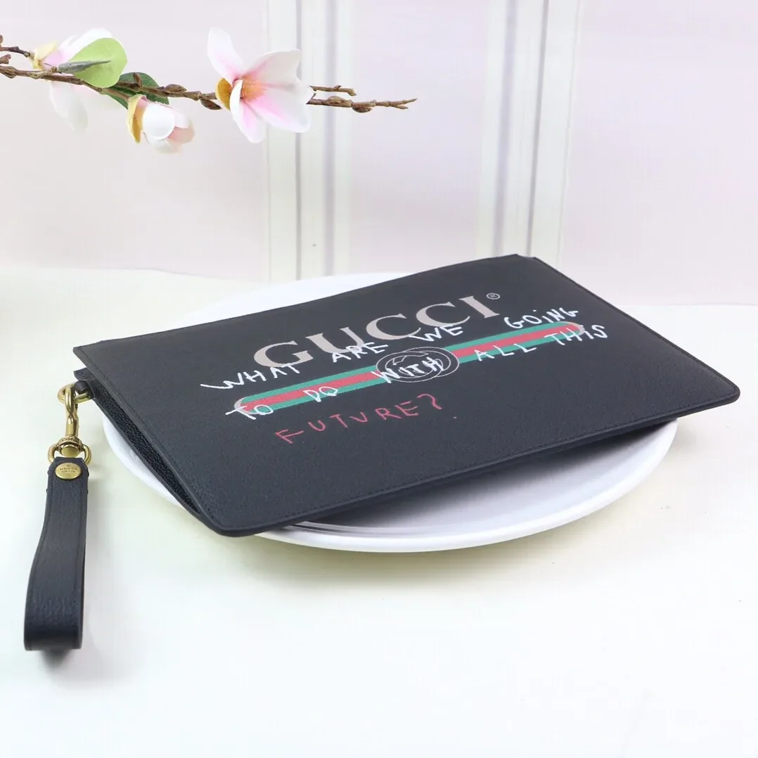 Gucci Printed Pouch Black , Pouch / for Men