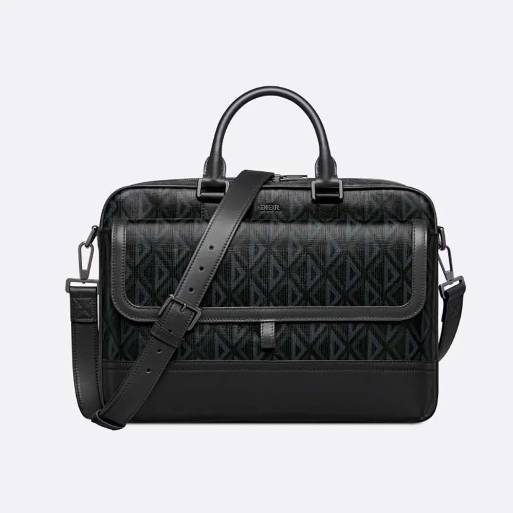 Dior Hit the Road Briefcase Black CD Diamond Canvas and Smooth Calfskin for Men Dior Hit the Road Briefcase Black CD Diamond Canvas and Smooth Calfskin for Men