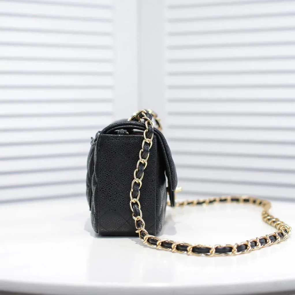 Chanel Classic Mini Crossbody Bag in Black Gold Hardware