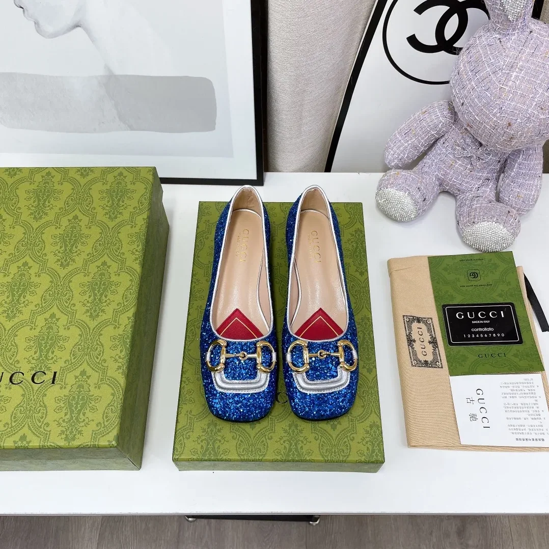 Gucci Lovelight Crystal Ballet Flat With Horsebit Red Gucci Lovelight Crystal Ballet Flat With Horsebit Red