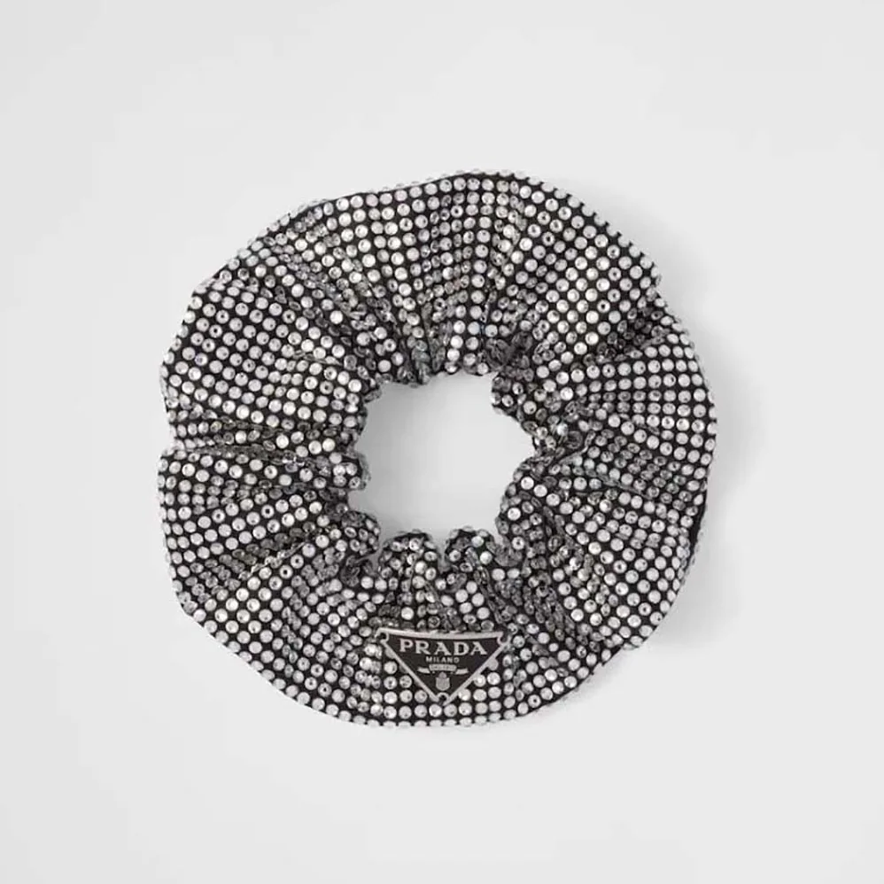 Prada Luminous Crystals Embellish this Satin Scrunchie for Women