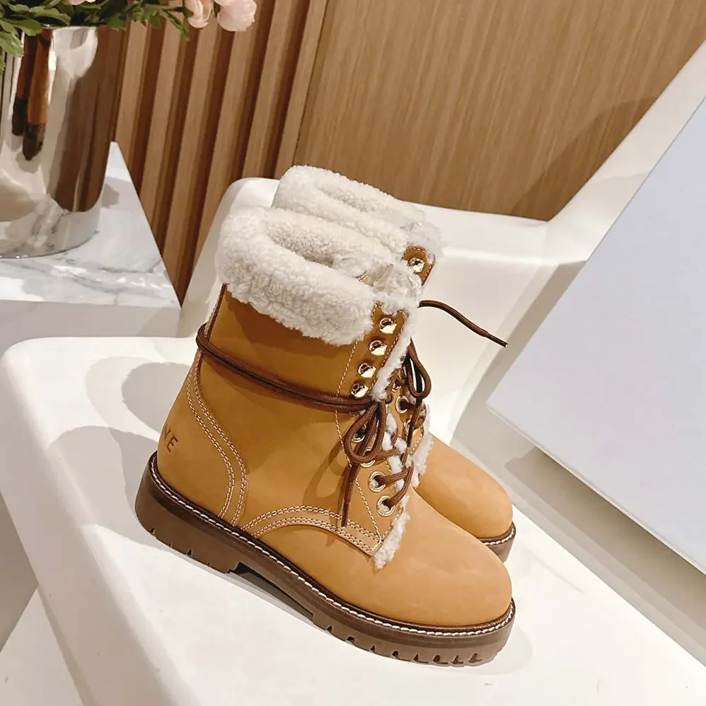 Celine Kurt Lace-up Mid Boot in Nubuck Calfskin and Shearling for Unisex Celine Kurt Lace-up Mid Boot in Nubuck Calfskin and Shearling for Unisex