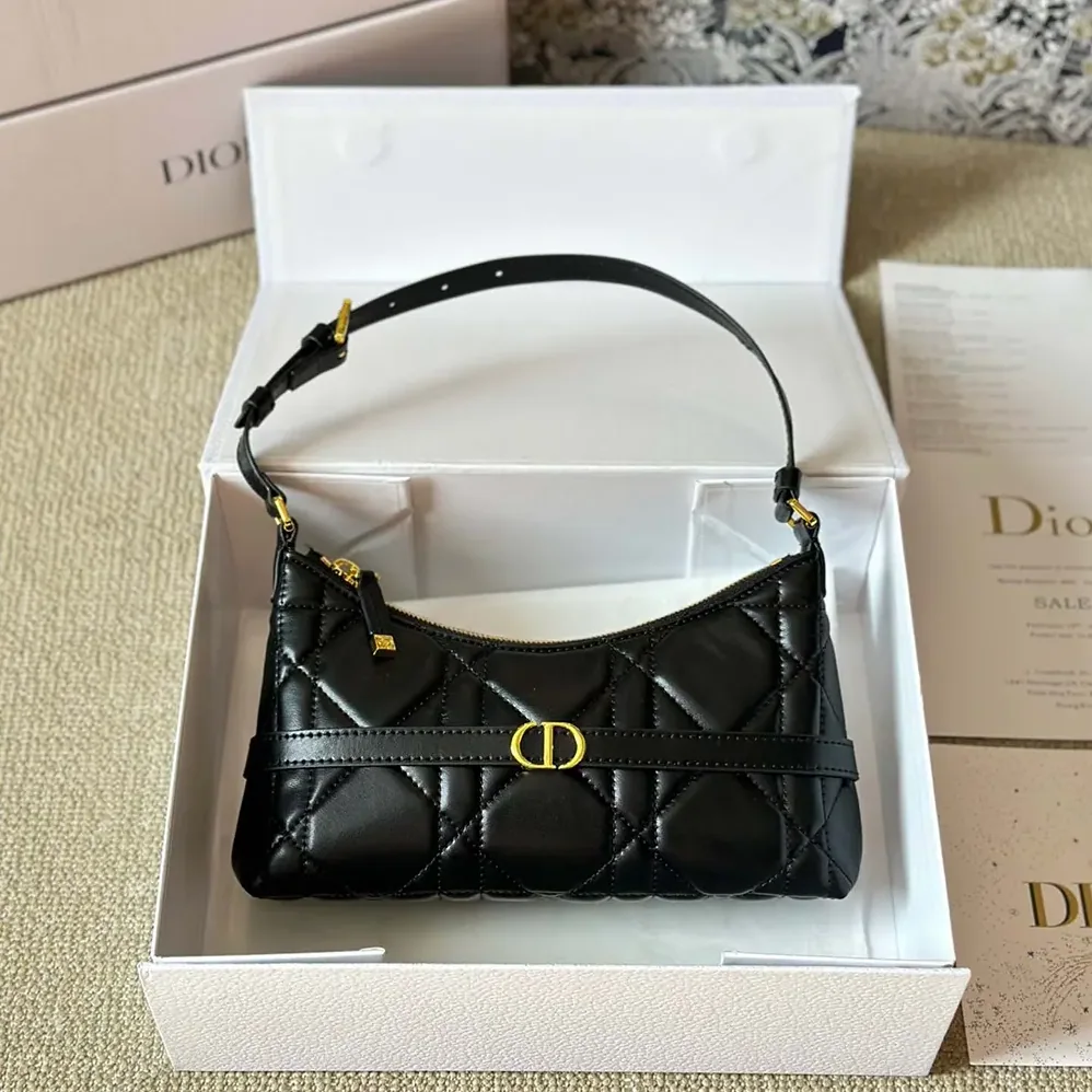 Dior Miss Caro Cigale Mini Bag Black Macrocannage Lambskin for Women