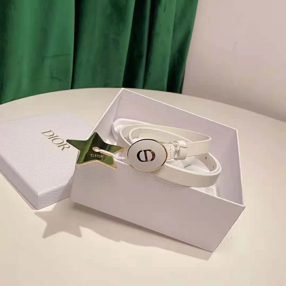 Dior Teddy-D Belt Smooth Calfskin-15 MM for Women in White