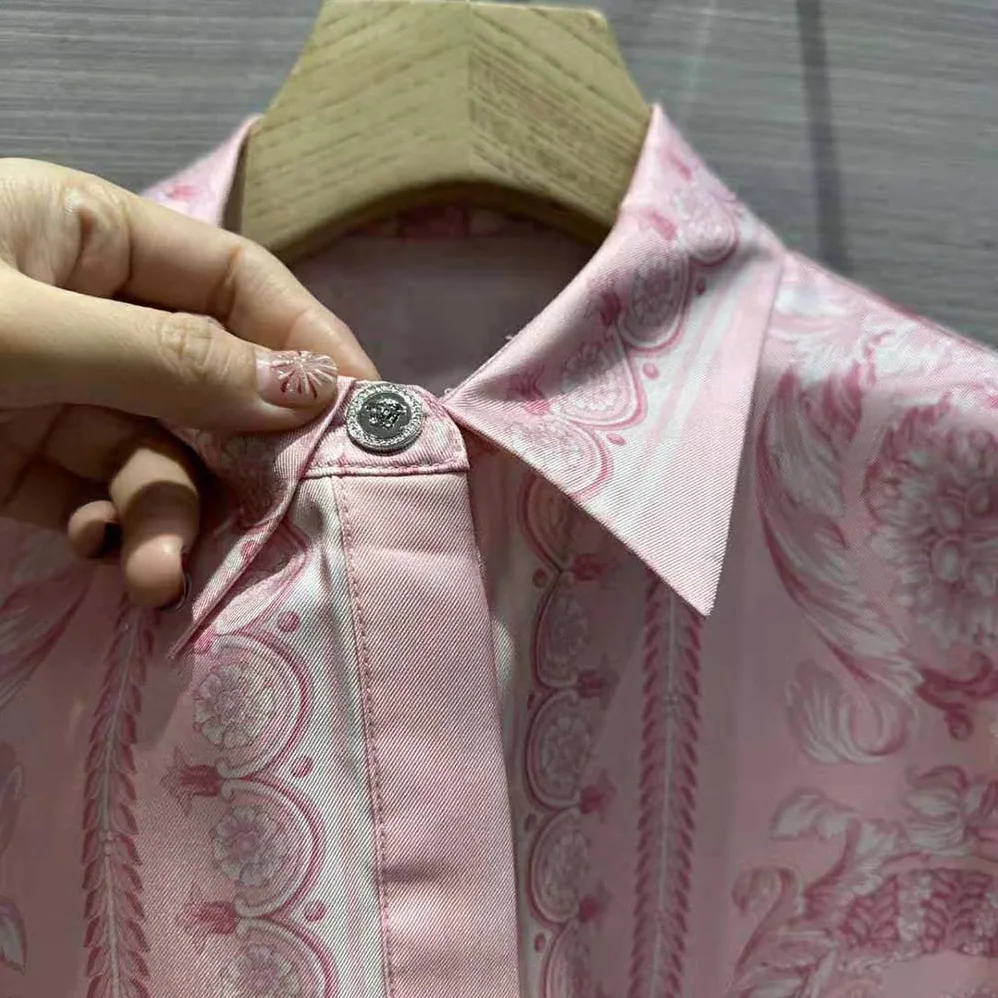 Versace Barocco Silk Shirt for Women in Pink Versace Barocco Silk Shirt for Women in Pink
