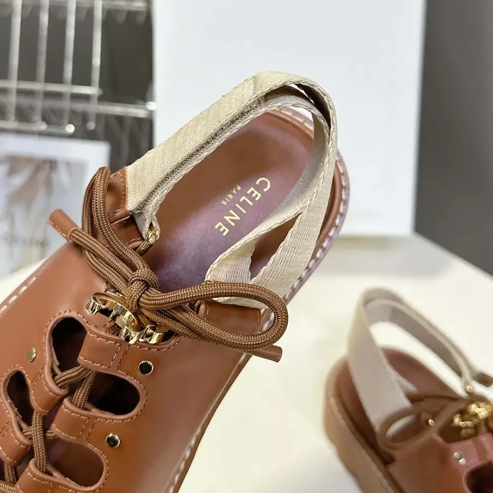 Celine Billie Chunky Sandal in Calfskin and Textile for Women Celine Billie Chunky Sandal in Calfskin and Textile for Women