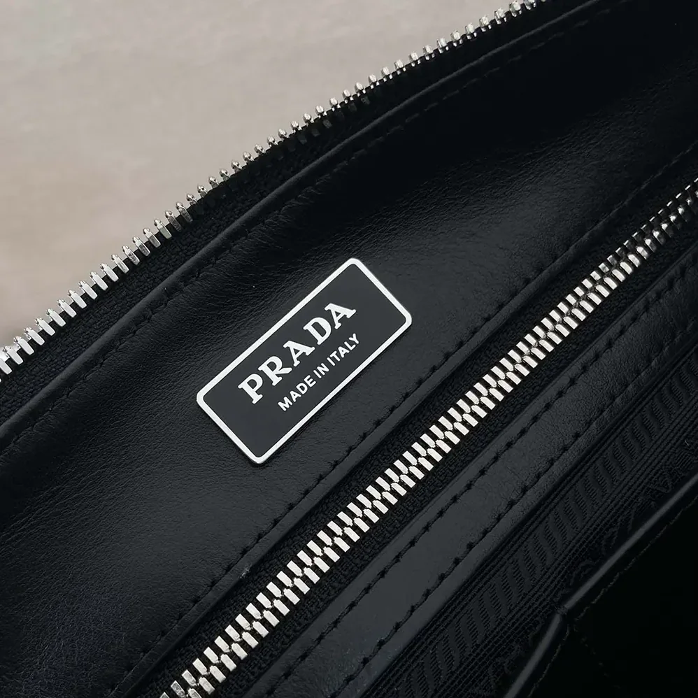 Prada Medium Leather Shoulder Bag for Unisex in Black Prada Medium Leather Shoulder Bag for Unisex in Black