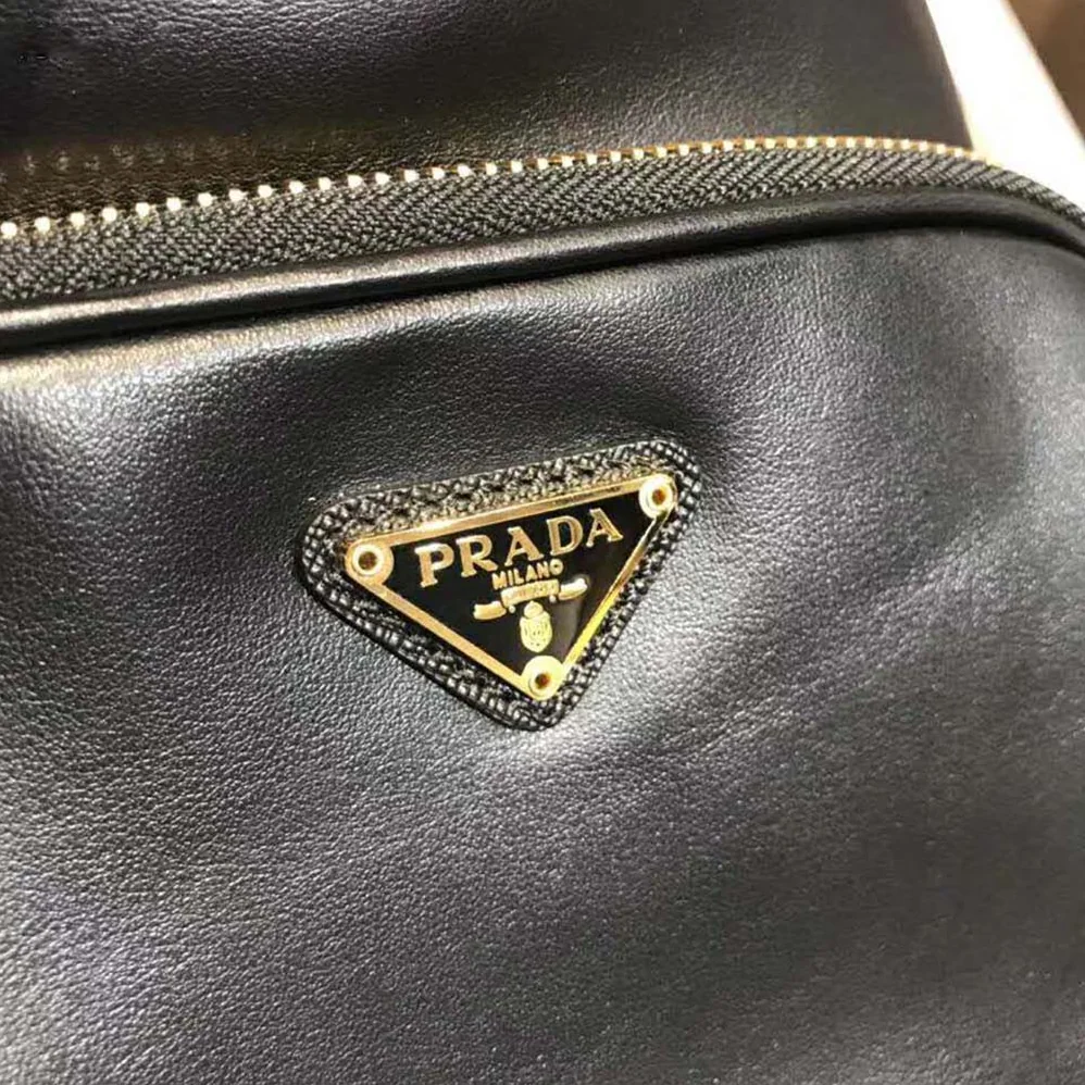 Prada Leather Bucket Shoulder Bag for Women in Black