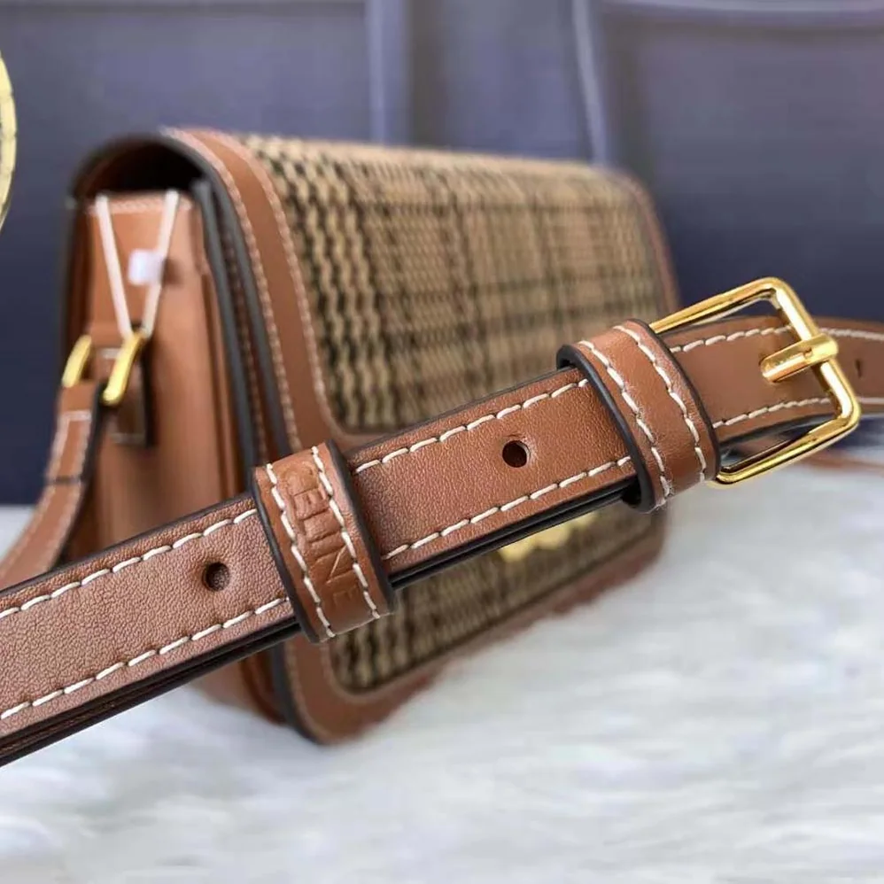 Celine Medium Triomphe Bag in Triomphe Textile and Calfskin for Women