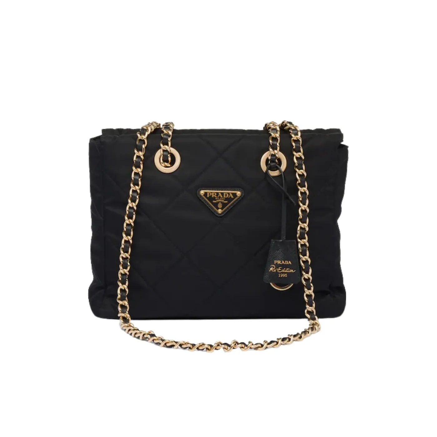 Prada Re- 1995 Chaîne Re-Nylon Tote Black Bag 1BG468_2AOS_F0002_V_COO- / 9.8 Inches