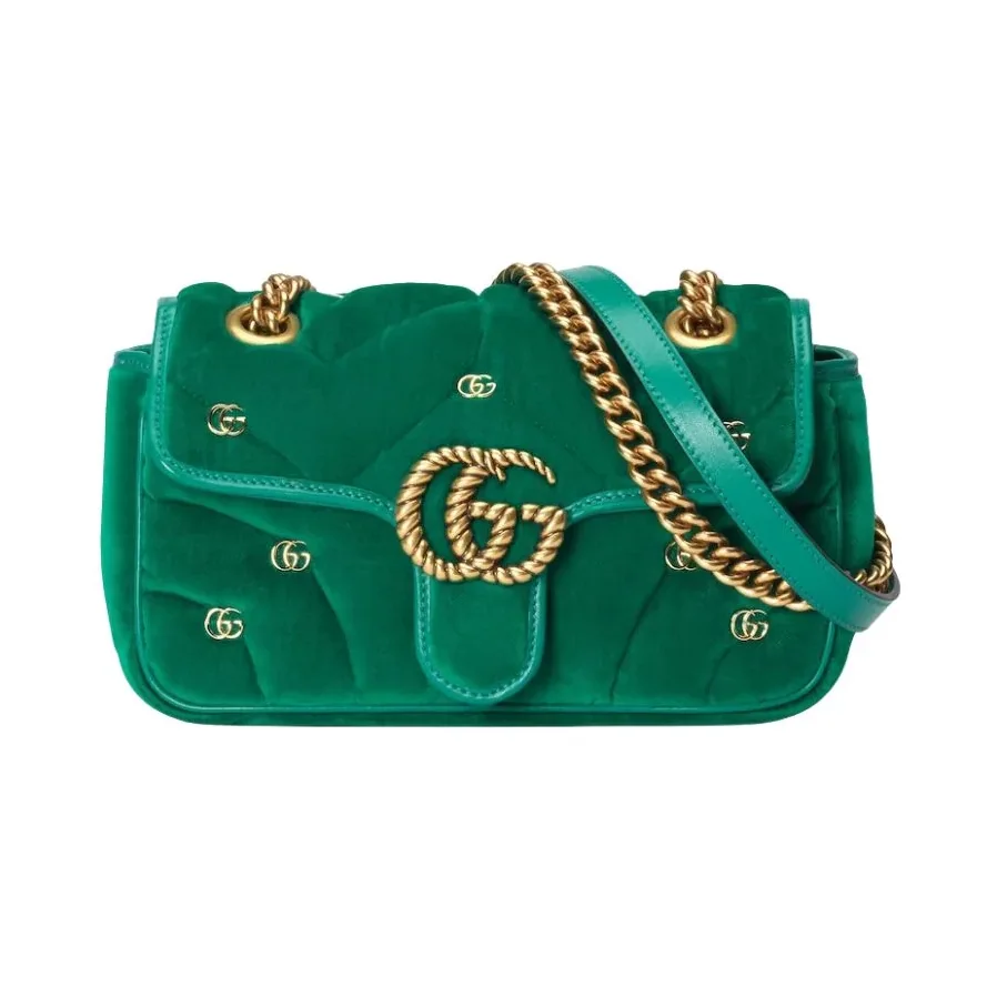Gucci GG Marmont Mini Green Shoulder Bag FACK2 2545- 8.5 Inches/ Gucci GG Marmont Mini Green Shoulder Bag FACK2 2545- 8.5 Inches/