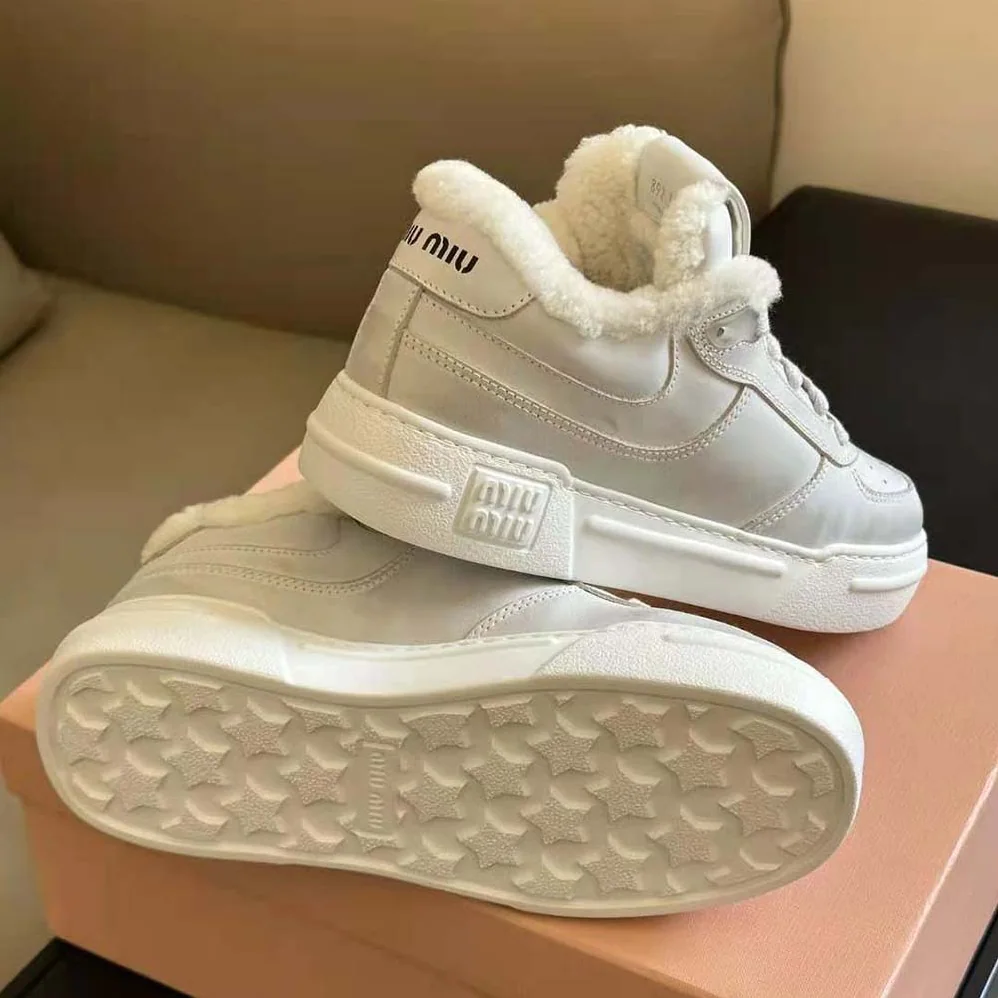 Miu Miu Bleached Leather Sneakers in EVA Sole with Logo for Women Miu Miu Bleached Leather Sneakers in EVA Sole with Logo for Women