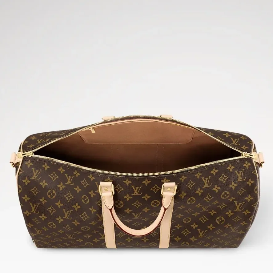 Louis Vuitton Keepall Bandouliere 55 Travel Bag in Brown Monogram Gold Hardware Louis Vuitton Keepall Bandouliere 55 Travel Bag in Brown Monogram Gold Hardware