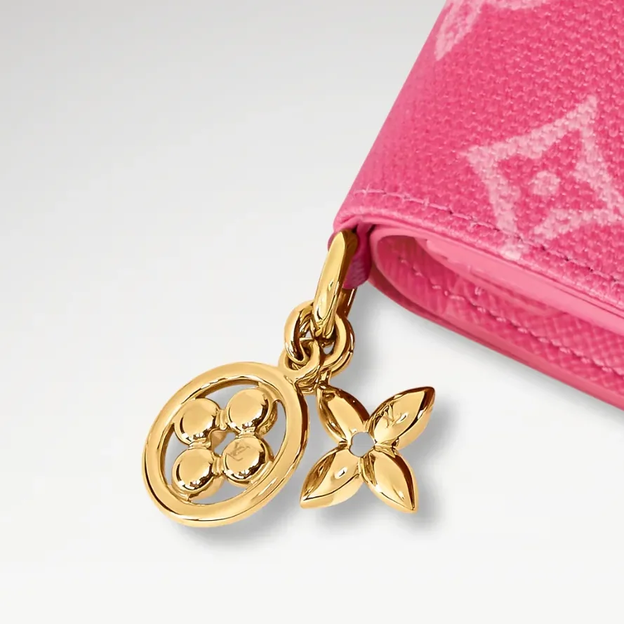 Louis Vuitton LV Charms Pocket Wallet Monogram Origine Rose Ruban /