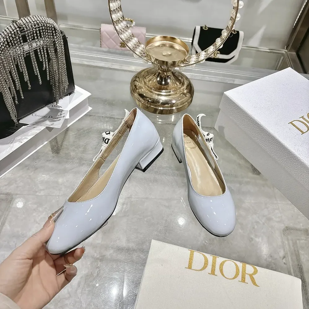 Dior J'Adior Ballet Flat Ice Lagoon Patent Calfskin for Women