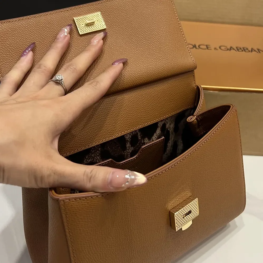 Dolce Gabbana D&G Small Sicily Handbag in Dauphine Calfskin for Women in Brown Dolce Gabbana D&G Small Sicily Handbag in Dauphine Calfskin for Women in Brown